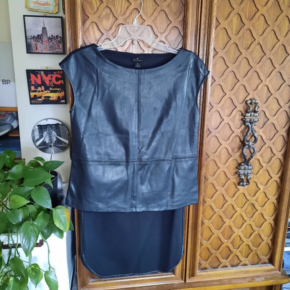Ann Taylor LOFT Faux Leather Trim Skirt/Blouse Set NWT! - Black, Size 2P